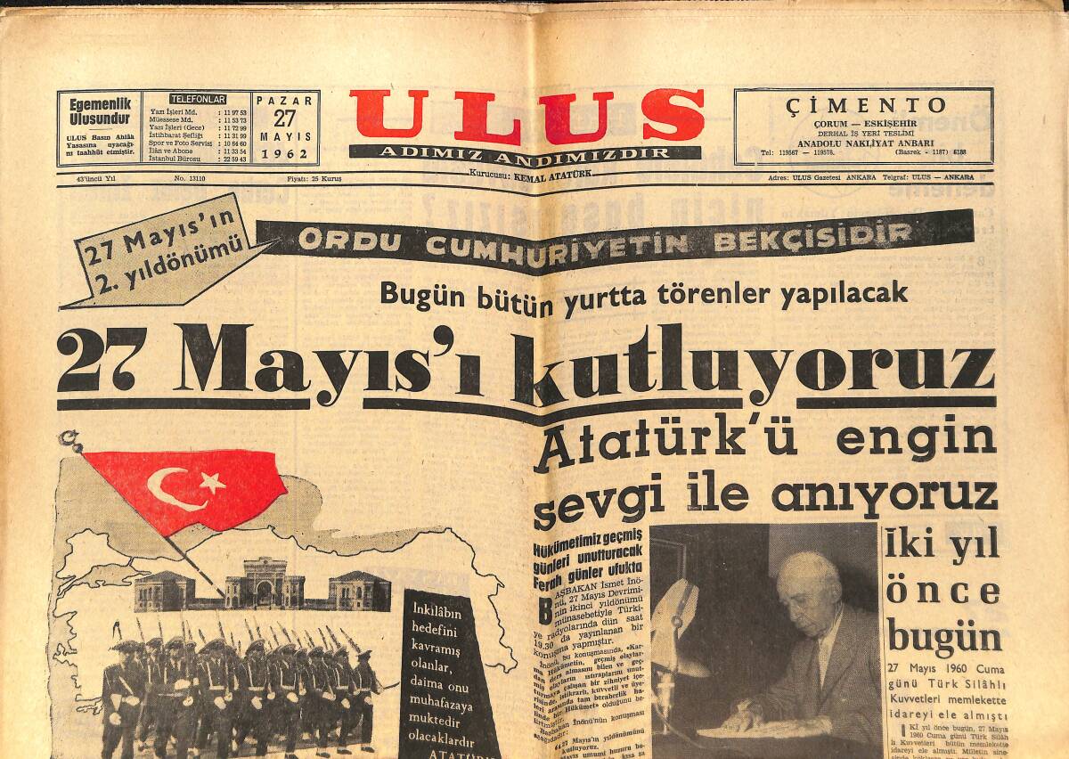 Ulus Gazetesi 27 Mayıs 1962 - AP'liler Gerekirse Yeni Lider Bulacak - Göztepe Yeşildirek'i 5-2 Yeni GZ146858 - 1