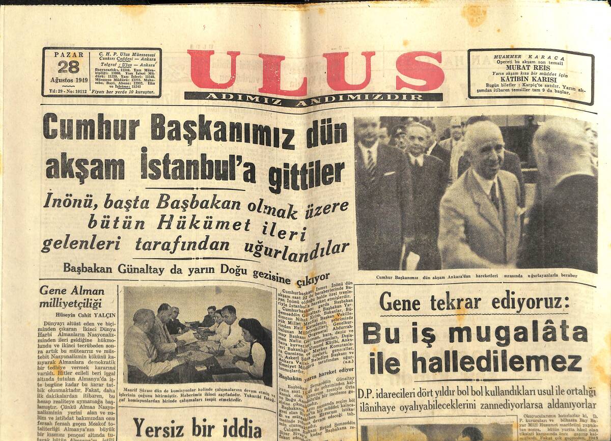 Ulus Gazetesi 28 Ağustos 1949 - Ava Gartner Dinamit Fıçısının Üzerine Oturuyor - Goethe'nin 200'üncü Doğum Yıldönümünde GZ146845 - 1