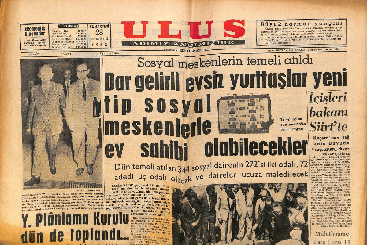 Ulus Gazetesi 28 Temmuz 1962 - Galatasaraylı Ergün Fenerbahçeli Oldu - Galatasaraylıların Metin İçin Yardımı İsteniyor GZ150779 - 1