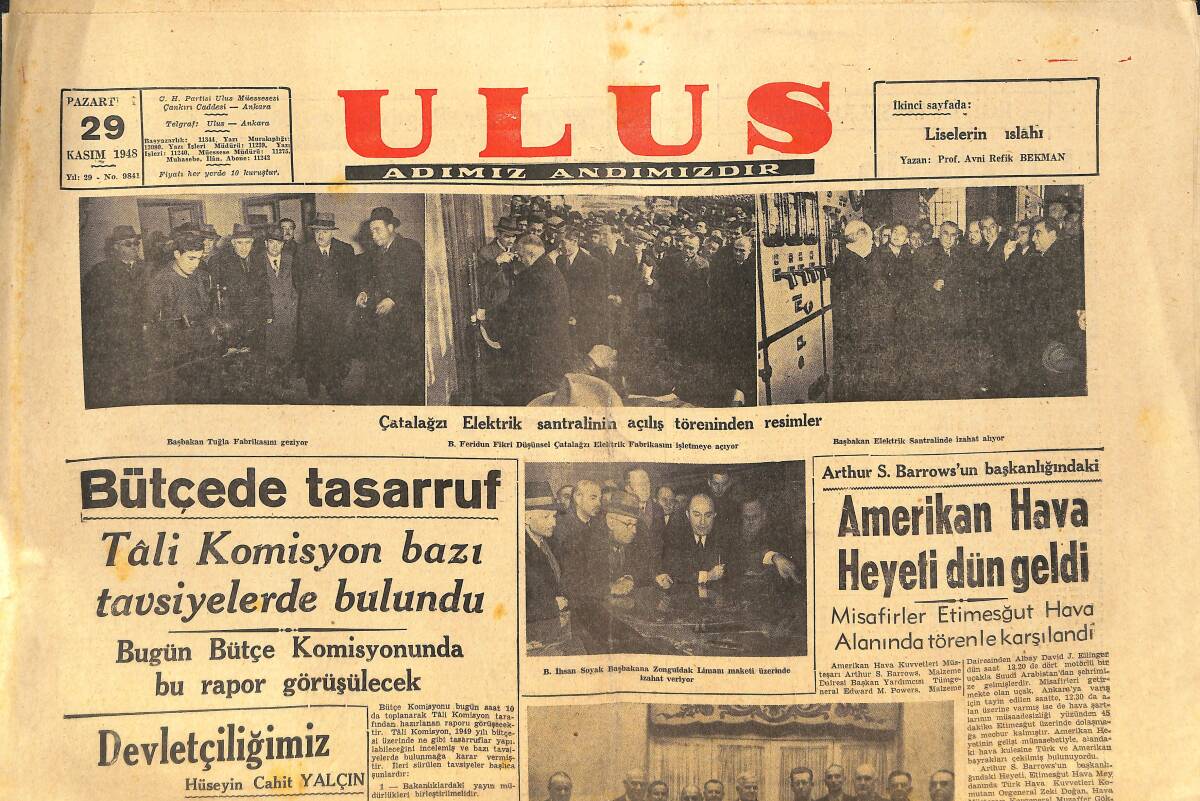 Ulus Gazetesi 29 Kasım 1948 - Nankin'de Savaşlar Devam Ediyor - Amerikan Hava Heyeti Dün Geldi GZ143390 - 1