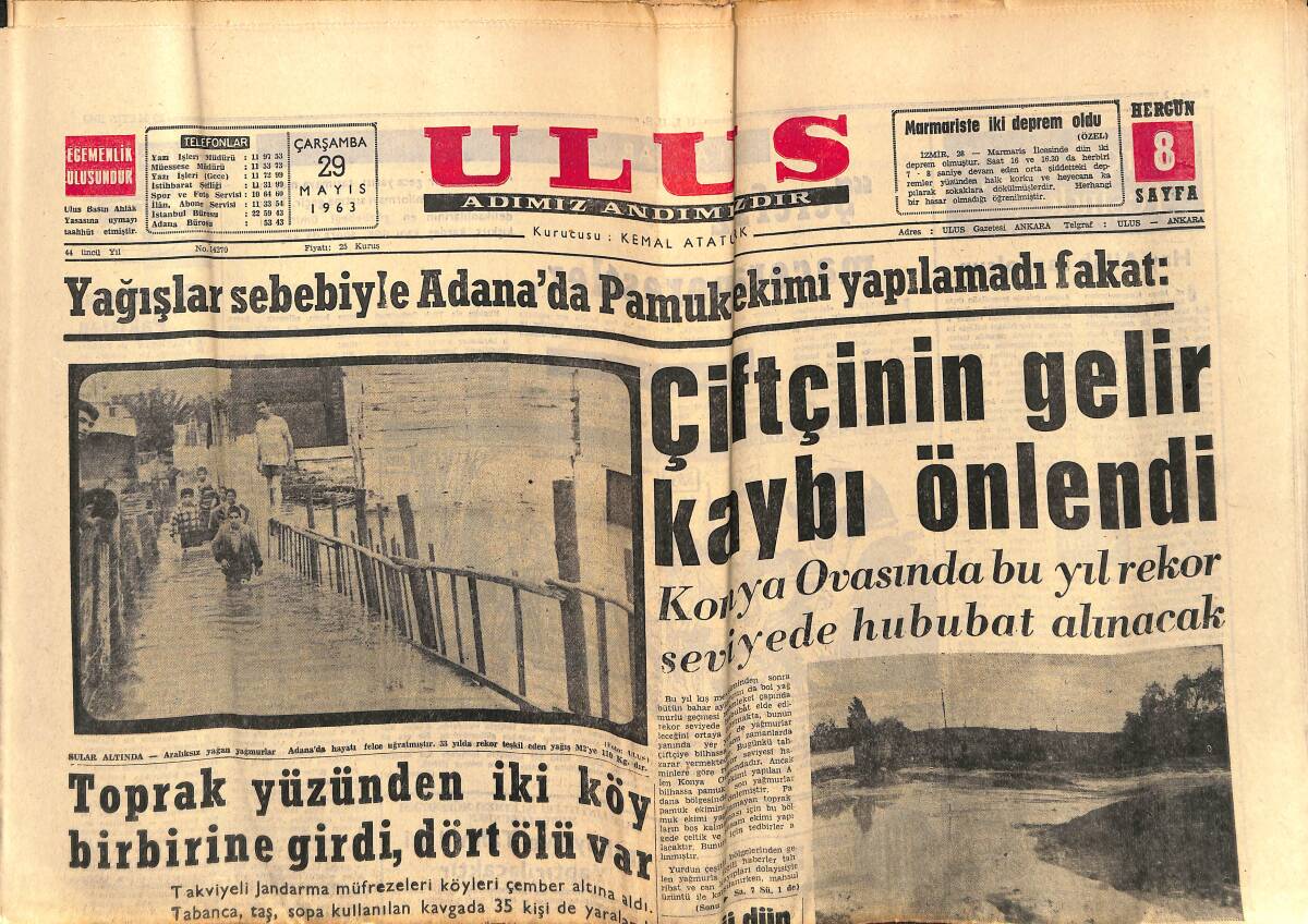 Ulus Gazetesi 29 Mayıs 1963 - Galatasaray Milan'a 29 Ekim'i Teklif Etti - En Uzun Ve En Pahalı Dava GZ151469 - 1