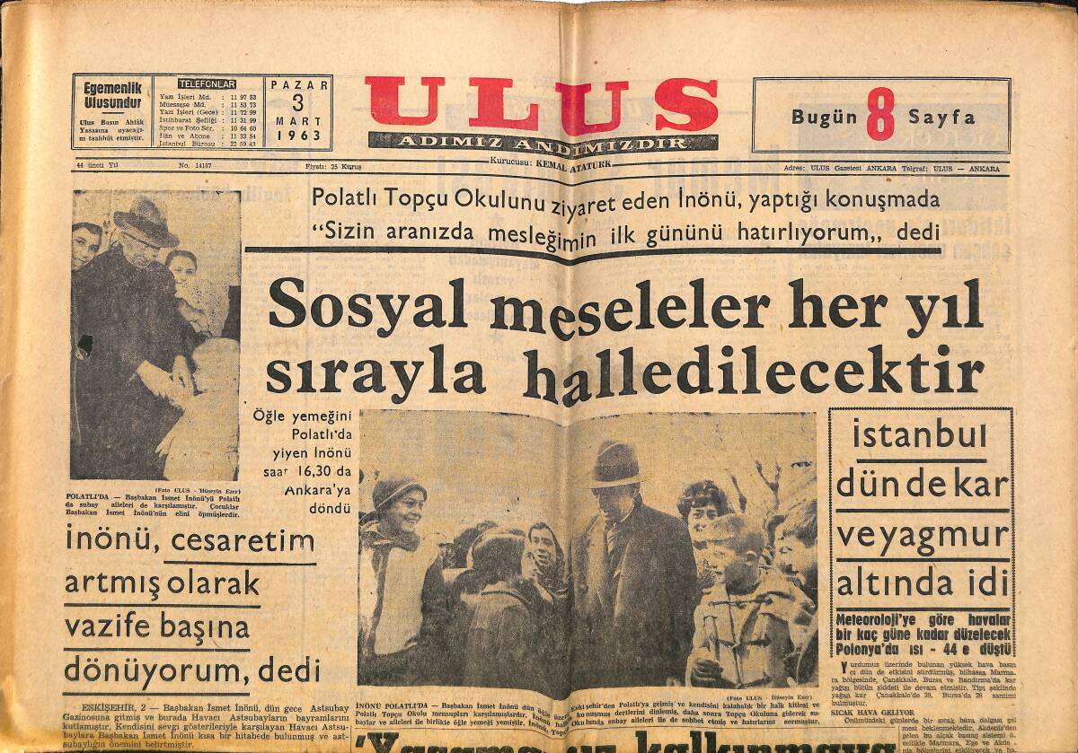 Ulus Gazetesi 3 Mart 1963 - TMTF Başkanının Basın Toplantısı - Vergi Reformu Demokratiktir GZ150700 - 1