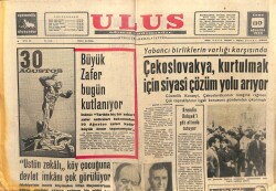 Ulus Gazetesi 30 Ağustos 1968 - Çekoslavakya Kurtulmak İçin Siyasi Çözüm Yolu Arıyor GZ103495 - 2