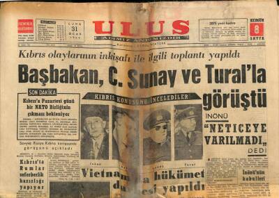 Ulus Gazetesi 31 Ocak 1964 - Kıbrısta Pazartesi Günü Bir NATO Birliğinin Çıkması Bekleniyor GZ90382 - 1