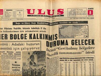 Ulus Gazetesi 4 Mart 1964 - Lebit Yurdoğlu Analiz Devrini Bitirip , Sentez Devrine Geçtik GZ91037 - 1