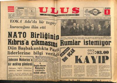 Ulus Gazetesi 4 Şubat 1964 - EOKA Adada Bir Tugay Kuracağını İlan Etti GZ90367 - 1