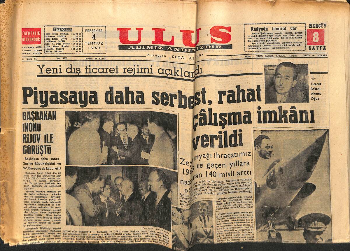 Ulus Gazetesi 4 Temmuz 1963 - Ankara Maarif Kolejinde Diploma Töreni - Can Bartu: Durumum İtalya'ya Döndükten Sonra Belli Olacak GZ151556 - 1