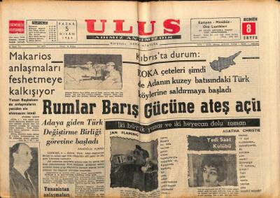 Ulus Gazetesi 5 Nisan 1964 - James Bonda Bu Defa Verilen Görev Elmas Kaçakçılarıyla Mücadele İdi GZ91084 - 1
