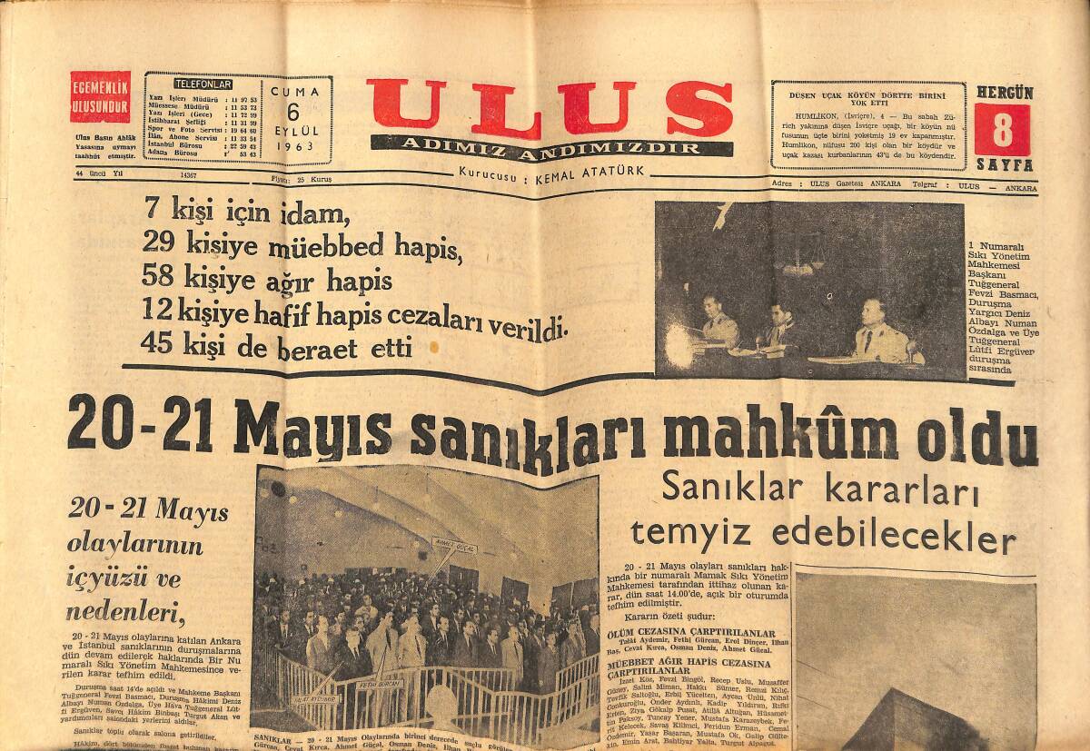 Ulus Gazetesi 6 Eylül 1963 - Kira Kanunu Tasarısının İlk Dokuz Maddesi Tesbit Edildi GZ147302 - 1