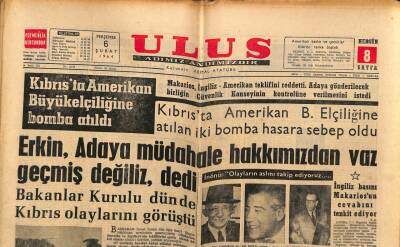 Ulus Gazetesi 6 Şubat 1964 - Kıbrısta Amerikan Büyükelçiliğine Bomba Atıldı GZ90369 - 1