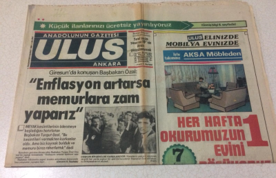Ulus Gazetesi 6 Şubat 1984 - Enflasyon Artarsa Memurlara Zam Yaparız - GZ15517 - 2