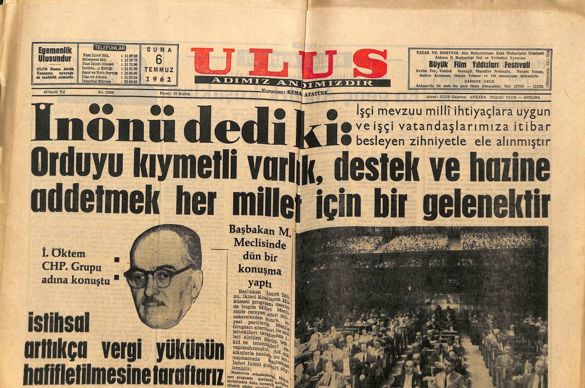 Ulus Gazetesi 6 Temmuz 1962 - Bölükbaşı Şiddetle Protesto Edildi - Dün Cezayir Yeniden Kanlı Bir Gün Yaşadı GZ148658 - 1