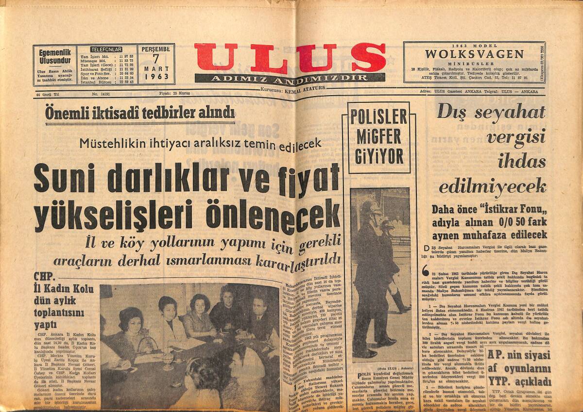 Ulus Gazetesi 7 Mart 1963 - İran'ın Güneyinde Bir Aşiret İsyan Etti - Irak'ta Yeni Hükümet İç Anlaşmazlığı Çözemiyor GZ151610 - 1