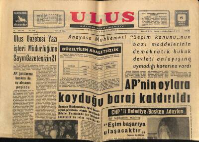 Ulus Gazetesi 8 Mayıs 1968 - APnin Oylara Koyduğu Baraj Kaldırıldı GZ76135 - 1