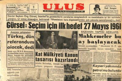 Ulus Gazetesi 9 Ağustos 1960 - Kat Mülkiyeti Kanun Tasarısı Hazırlandı GZ110153 - 1