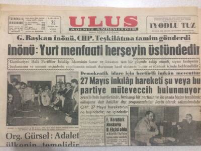 Ulus Gazetesi (Ciltten Çıkma) 22 Haziran 1960 - İnönü Yurt Menfaati Herşeyin Üstündedir GZ50852 - 1