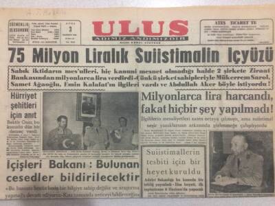 Ulus Gazetesi (Ciltten Çıkma) 3 Haziran 1960 - 75 Milyonluk Suistimalin İç Yüzü GZ50816 - 1