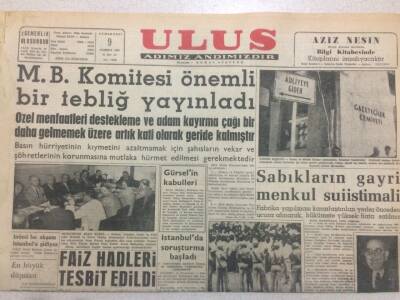 Ulus Gazetesi (Ciltten Çıkma) 9 Temmuz 1960 - Sabıkların Gayri Menkul Suistimali GZ50796 - 1
