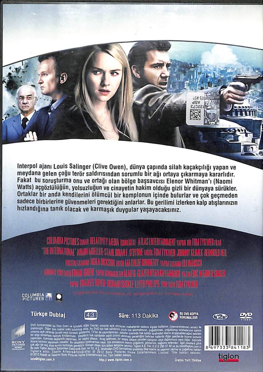 Uluslararası (The International) – Orijinal DVD (İkinci El) * Clive Owen, Naomi Watts, Armin Mueller-Stahl, Ulrich Thomsen – 2009 * DVD2997 - 2