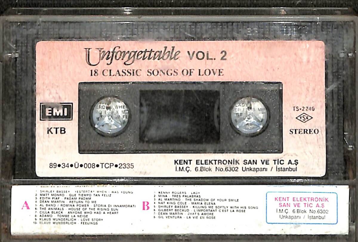  Unforgettable - 18 Classıc Vol.2 - Songs Of Love Kaset (İkinci El Kaset) KST29770 - 2