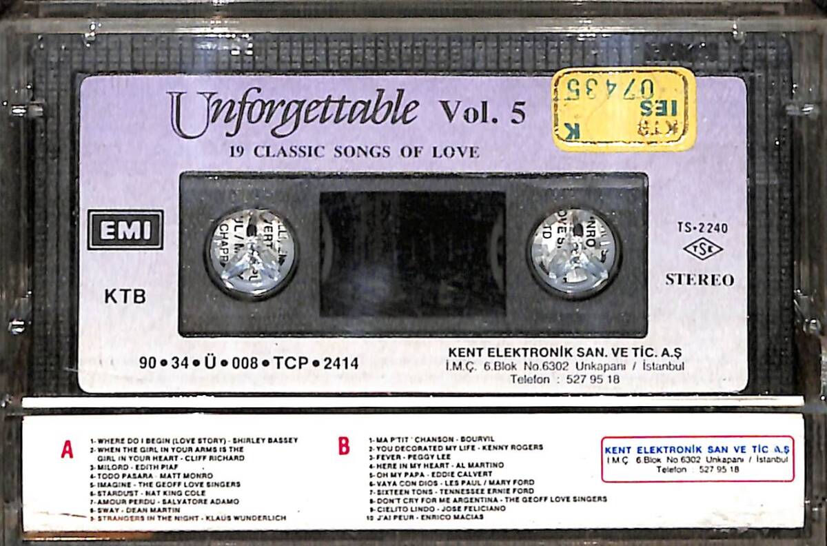 Unforgettable 19 Classic Vol.5 Songs Of Love Kaset (İkinci El Kaset) KST29797 - 2