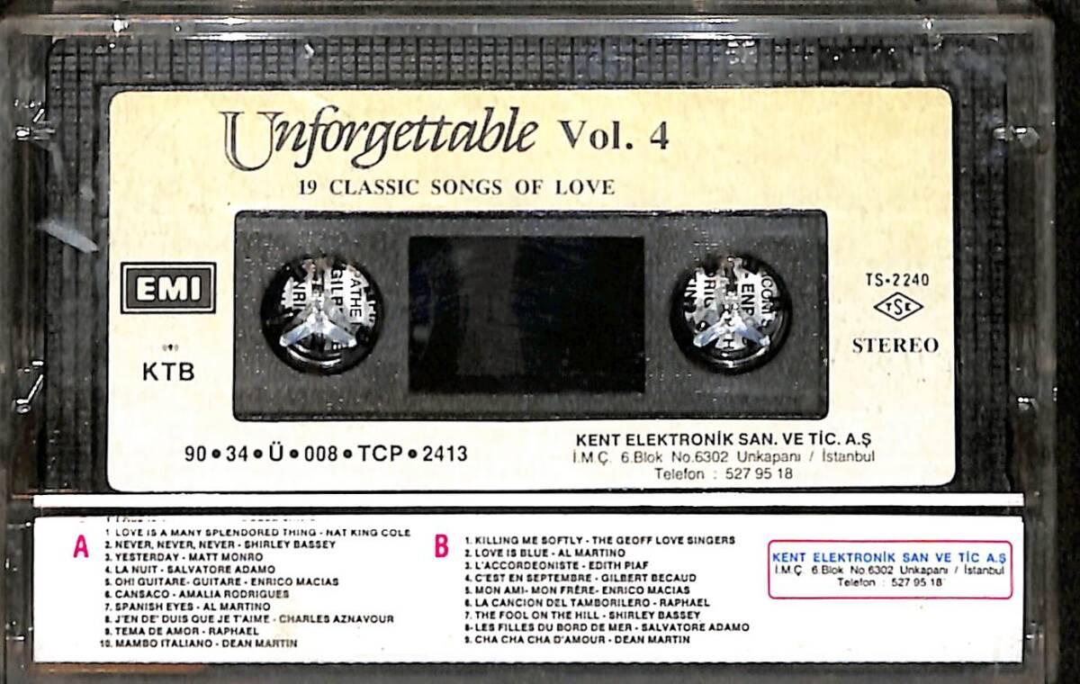  Unforgettable Vol. 4 - 19 Classic Songs of Love Kaset (İkinci El Kaset) KST29794 - 2