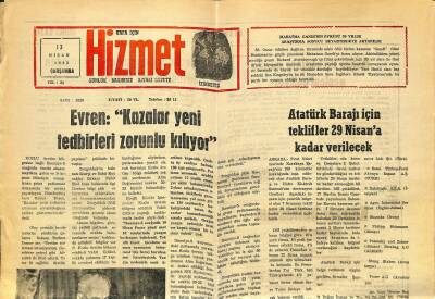 Urfa İçin Hizmet 13 Nisan 1983 - Evren Kazalar Yeni Tedbirleri Zorunlu Kılıyor GZ122410 - 1