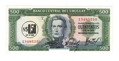 Uruguay 0,50 Nuevos Pesos 1975 (Overprint) ÇİL YKP7771 - 1