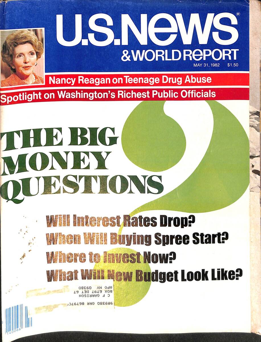 U.S. News & World Report May 31, 1982 – Nancy Reagan on Teenage Drug Abuse – Will Interest Rates Drop? NDR100846 - 1