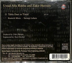 Ustad Alla Rakha And Zakir Hussain - Tabla Duet CD (İkinci El) CD3856 - 2