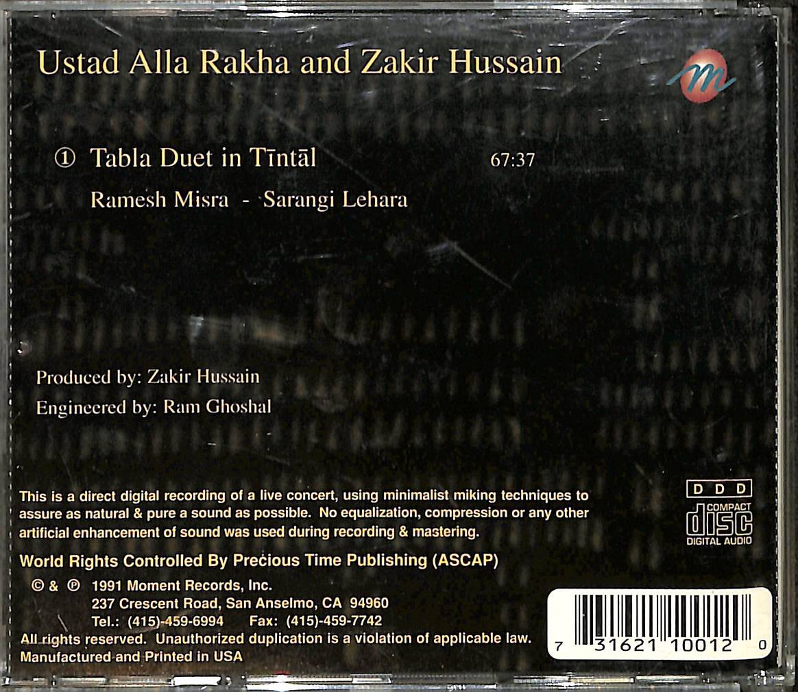 Ustad Alla Rakha And Zakir Hussain - Tabla Duet CD (İkinci El) CD3856 - 2