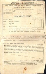 Vakıf Paralar Müdürlüğü Antetli Damga Pullu Islak İmzalı EFM(N)12043 - Gökçekoleksiyon