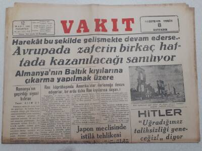 Vakit Gazetesi 12 Mart 1945 - Hitler, Uğradığımız Talihsizliği Yeneceğiz GZ71776 - 1