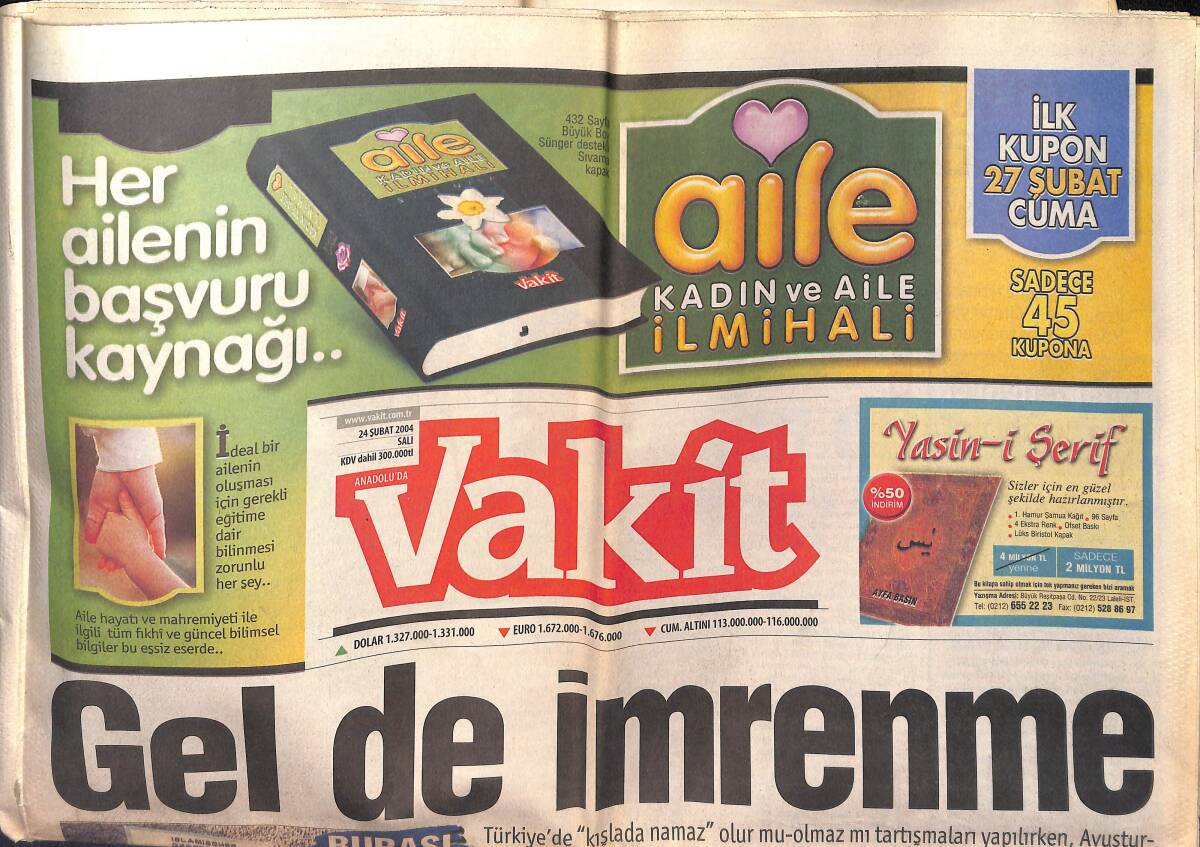Vakit Gazetesi 24 Şubat 2004 - Metin Yüksel Anıldı - İsrail'in Elinde 82 Nükleer Silah Var GZ159362 - 1