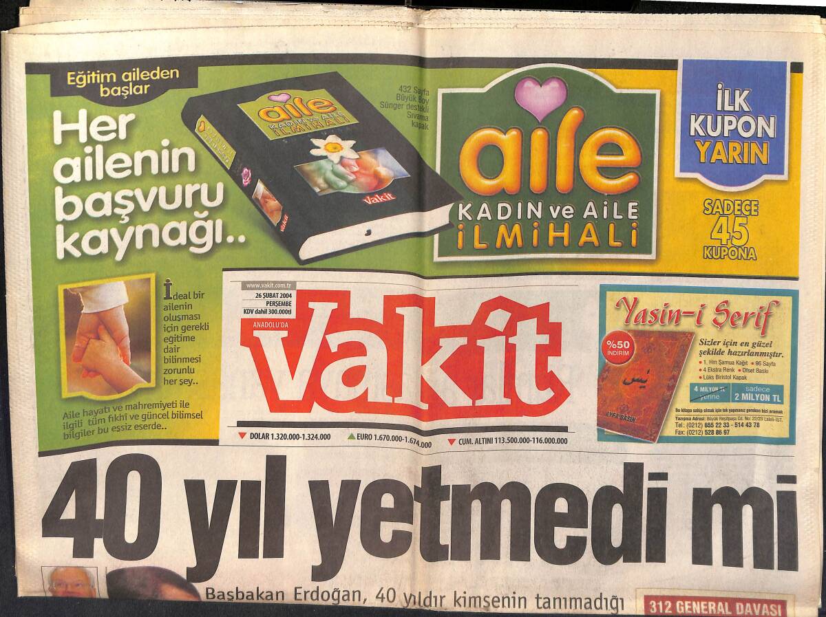 Vakit Gazetesi 26 Şubat 2004 - Ümit Karan İmzaladı - Uğur Mumcu-Emin Çölaşan Dostluğu... Mu Acaba ? GZ159360 - 1