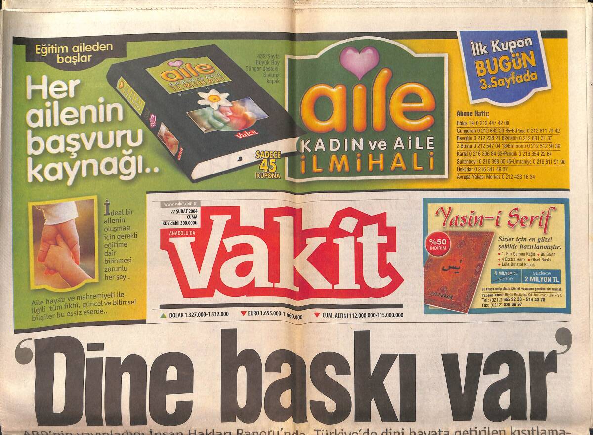 Vakit Gazetesi 27 Şubat 2004 - Erdoğan'a Suikast Timi Yakalandı - CHP'de Kılıçlar Çekildi GZ159359 - 1
