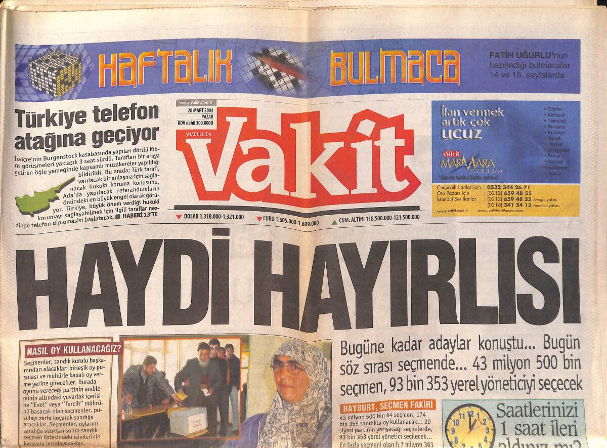 Vakit Gazetesi 28 Mart 2004 - Cim-Bom'da Durmak Yok - Türkiye Telefon Atağına Geçiyor GZ159345 - 1