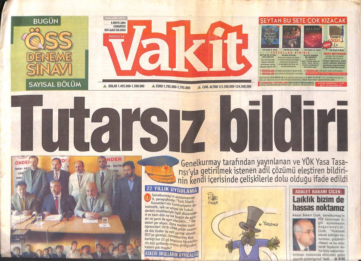 Vakit Gazetesi 8 Mayıs 2004 - Trabzonspor Tedirgin - Tasarıya Destek Yüzde 80 GZ159312 - 1