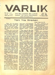 Varlık (On Beş Günde Bir Çıkar Sanat ve Fikir Mecmuası) 1 2. Kanun 1935 Sayı:36 - Yeni Yıla Girerken - Modern Sanat - Acunun Yaradılışı Efsanesi NDR90585 - Gökçekoleksiyon