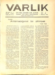 Varlık (On Beş Günde Bir Çıkar Sanat ve Fikir Mecmuası) 1 İlkkanun 1936 Sayı:82- Mendres Vadisinde Bir Gezinti - Balkanlar Ve Türklük NDR90647 - Gökçekoleksiyon