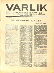 Varlık (On Beş Günde Bir Çıkar Sanat ve Fikir Mecmuası) 1 Nisan 1937 Sayı: 90 - Romanyalı Gagauzlar Ve Türk Kültürü - Şehirlerimiz Ve Sanatkar NDR90655 - Gökçekoleksiyon