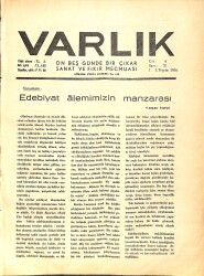 Varlık (On Beş Günde Bir Çıkar Sanat ve Fikir Mecmuası) 11936 Sayı:77- 1 I. Teşrin 1936 Sayı:78 - Üstadların Eserleri -Edebiyatta Hulya Ve Masal Alemi NDR90643 - Gökçekoleksiyon
