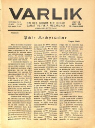 Varlık (On Beş Günde Bir Çıkar Sanat ve Fikir Mecmuası) 15 I. Teşrin 1934 Sayı:31 - Moskova Edebiyat Kongresinde - Shakespeare Ve Biz - Düğün Gecesi NDR90581 - Gökçekoleksiyon