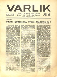 Varlık (On Beş Günde Bir Çıkar Sanat ve Fikir Mecmuası) 1 Mart 1935 Sayı:40 - Kırlangıclar (Sabahattin Ali ) - İslam Sanatlarının Felsefesi NDR90589 - Gökçekoleksiyon