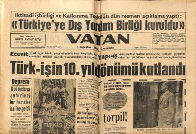 Vatan Gazetesi 1 Ağustos 1962 - Türkiyeye Dış Yardım Birliği Kuruldu GZ66112 - 2