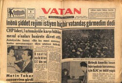 Vatan Gazetesi 1 Aralık 1958 - Metin Toker Cezaevine Girdi GZ64704 - 2