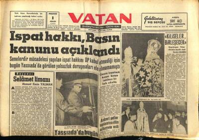 Vatan Gazetesi 1 Aralık 1960 - Kiliseler Birleşecek GZ78879 - 1