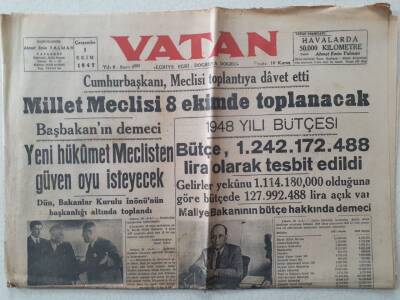 Vatan Gazetesi - 1 Ekim 1947 - Sadık Aldoğan Giresunda GZ111307 - 1
