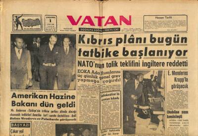 Vatan Gazetesi 1 Ekim 1958 - E. Menderes Kruppla Görüşecek - Amerikan Hazine Bakanı Dün Geldi GZ91079 - 1