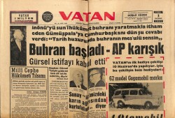 Vatan Gazetesi 1 Haziran 1962 - Buhran Başladı AP Karışık GZ64933 - 2